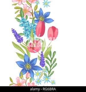 Nahtlose Muster mit Frühling Blumen. Stock Vektor