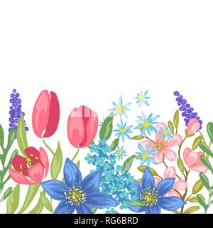 Nahtlose Muster mit Frühling Blumen. Stock Vektor