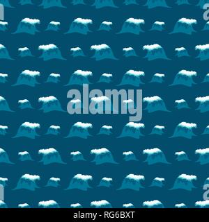 Blau nahtlose Meer Muster mit sich wiederholenden Wellen. Stockfoto