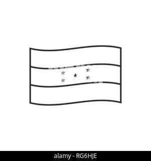Honduras Flagge Symbol in schwarzer Umriss flache Bauform. Tag der Unabhängigkeit oder der nationalen Feiertag Konzept. Stock Vektor
