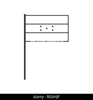 Honduras Flagge Symbol in schwarzer Umriss flache Bauform. Tag der Unabhängigkeit oder der nationalen Feiertag Konzept. Stock Vektor