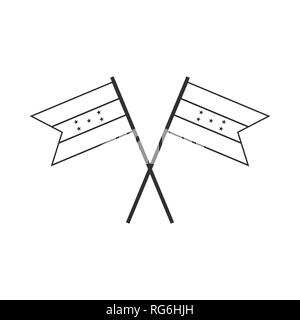 Honduras Flagge Symbol in schwarzer Umriss flache Bauform. Tag der Unabhängigkeit oder der nationalen Feiertag Konzept. Stock Vektor