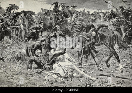 Der blucher Fallen bei Ligny-die Preußen von Napoleon in seinen letzten Flash des Sieges besiegt Stockfoto