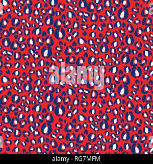 Nahtlos tierischer Haut abstract Vector rot und blau Muster. Stock Vektor
