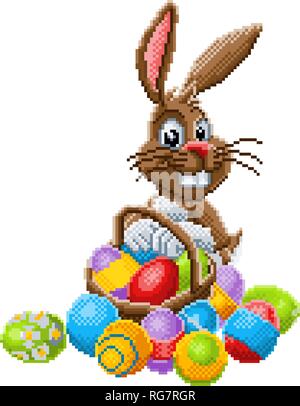 Osterhase Pixel-art 8 Bit Game Cartoon Stock Vektor