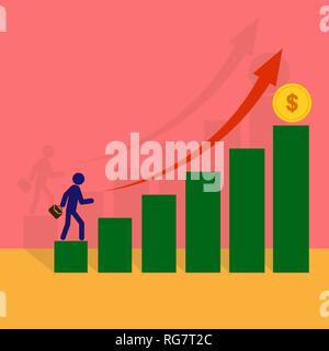 Diagramm, in dem die Dynamik des Wachstums oder Stärkung des Dollar Stock Vektor