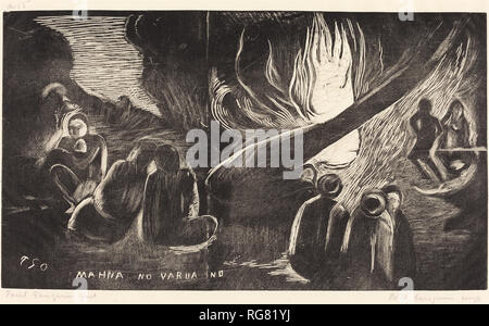 Keine mahna Varua Ino (Der Teufel spricht). Stand: 1894/1895. Medium: Holzschnitt in Schwarz gedruckt und Grau von Pola Gauguin im Jahre 1921. Museum: Nationalgalerie, Washington DC. Autor: Paul Gauguin. Stockfoto