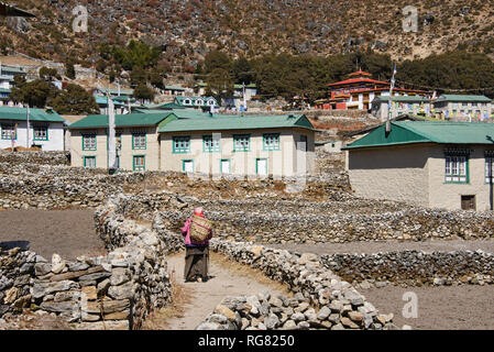 Anzeigen von Namche Bazaar, Everest Region, Nepal Stockfoto