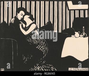 Die Lüge (Le mensonge) aus der Serie Intimités. Abmessungen: 25,4 cm x 32,3 cm, 17,7 cm x 22,2 cm. Museum: Van Gogh Museum, Amsterdam. Autor: VALLOTTON, Felix. Fèlix Vallotton. Felix Edouard Vallotton. Stockfoto