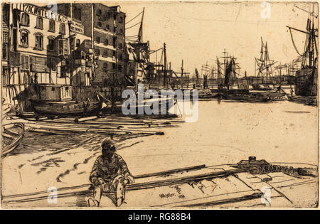 Adler Wharf. Stand: 1859. Medium: Radierung. Museum: Nationalgalerie, Washington DC. Autor: WHISTLER, James Abbott Mcneill. Stockfoto