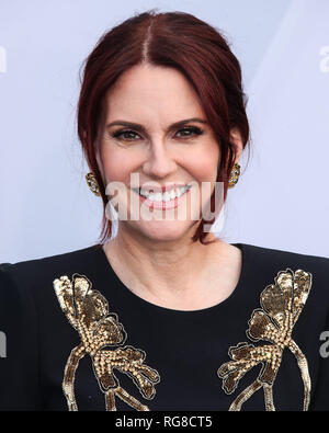 Los Angeles, USA. 27 Jan, 2019. LOS ANGELES, Ca, USA - 27. Januar: Schauspielerin Megan Mullally tragen Alexander McQueen mit Aquazzura Schuhe, Chanel Ohrringe und ein marni Kupplung kommt an der 25. jährlichen Screen Actors Guild Awards im Shrine Auditorium am 27. Januar 2019 in Los Angeles, Kalifornien, Vereinigte Staaten. (Foto von Xavier Collin/Image Press Agency) Quelle: Bild Presse Agentur/Alamy leben Nachrichten Stockfoto