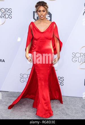 Los Angeles, USA. 27 Jan, 2019. LOS ANGELES, Ca, USA - 27. Januar: Schauspielerin Laverne Cox das Tragen eines Zac Posen Kleid, Yves Tufenkjian Schmuck, Kenneth Cole Schuhe und eine Judith Leiber Kupplung kommt an der 25. jährlichen Screen Actors Guild Awards im Shrine Auditorium am 27. Januar 2019 in Los Angeles, Kalifornien, Vereinigte Staaten. (Foto von Xavier Collin/Image Press Agency) Quelle: Bild Presse Agentur/Alamy leben Nachrichten Stockfoto