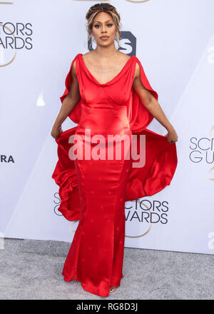 Los Angeles, USA. 27 Jan, 2019. LOS ANGELES, Ca, USA - 27. Januar: Schauspielerin Laverne Cox das Tragen eines Zac Posen Kleid, Yves Tufenkjian Schmuck, Kenneth Cole Schuhe und eine Judith Leiber Kupplung kommt an der 25. jährlichen Screen Actors Guild Awards im Shrine Auditorium am 27. Januar 2019 in Los Angeles, Kalifornien, Vereinigte Staaten. (Foto von Xavier Collin/Image Press Agency) Quelle: Bild Presse Agentur/Alamy leben Nachrichten Stockfoto