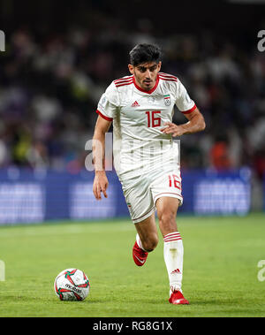 Abu Dhabi, VAE. 28. Januar 2019, hazza Bin Zayed Stadion, Al Ain, Vereinigte Arabische Emirate; AFC Asian Cup Halbfinale, Iran gegenüber Japan; Mehdi Torabi des Iran Credit: Aktion Plus Sport Bilder/Alamy leben Nachrichten Stockfoto