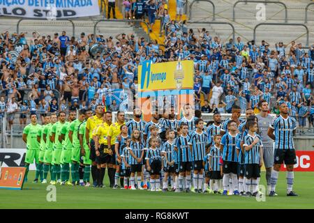 RS - Porto Alegre - 28/01/2019 - Gaucho2019, Gremio x Juventude - Juventude und Gremio Spieler während Spiel im Estadio Arena tun Gremio für staatliche Meisterschaft 2019 Foto: jeferson Guareze/AGIF Stockfoto