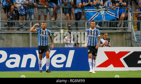 RS - Porto Alegre - 28/01/2019 - Gaucho2019, Gremio x Juventude - Jael tun Gremio sein Ziel feiert während der Match gegen Juventude der Arena tun Gremio Stadion für die Meisterschaft 2019. Foto: jeferson Guareze/AGIF Stockfoto