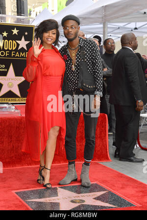 Los Angeles, USA. 28 Jan, 2019. LOS ANGELES, Ca. Januar 28, 2019: Taraji P. Henson & Marcell Johnson auf dem Hollywood Walk of Fame Star Zeremonie zu Ehren Taraji P. Henson. Bilder: Paul Smith/Alamy leben Nachrichten Stockfoto