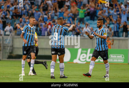 RS - Porto Alegre - 28/01/2019 - Gaucho2019, Gremio x Juventude - Jael tun Gremio sein Ziel feiert während der Match gegen Juventude der Arena tun Gremio Stadion für die Meisterschaft 2019. Foto: jeferson Guareze/AGIF Stockfoto