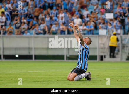 RS - Porto Alegre - 28/01/2019 - Gaucho2019, Gremio x Juventude - Jael tun Gremio sein Ziel feiert während der Match gegen Juventude der Arena tun Gremio Stadion für die Meisterschaft 2019. Foto: jeferson Guareze/AGIF Stockfoto