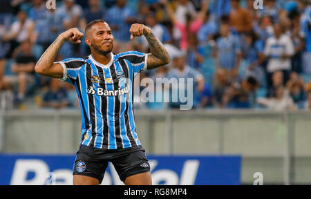 RS - Porto Alegre - 28/01/2019 - Gaucho2019, Gremio x Juventude - Jael tun Gremio sein Ziel feiert während der Match gegen Juventude der Arena tun Gremio Stadion für die Meisterschaft 2019. Foto: jeferson Guareze/AGIF Stockfoto