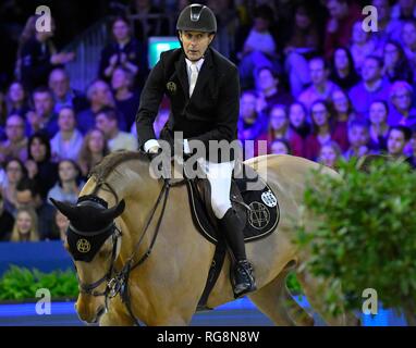 Springen zeigen: Jumping Amsterdam 2019 Eric Van der Vleuten (NED) mit wunschkind am 27. Januar 2019 in Amsterdam, Niederlande. Credit: Margarita Bouma/SCS/LBA/Alamy leben Nachrichten Stockfoto