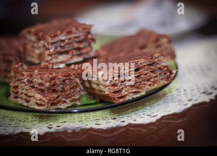 Chocolate layered Wafer cake Stockfoto
