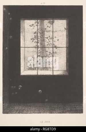 Tag (le Jour), aus der Serie, Träume (SONGES), Platte VI. Künstler: Odilon Redon (Französisch, Bordeaux, Paris 1840-1916). Abmessungen: Bild: 8 1/4 x 6 1/8 in. (21 x 15,6 cm) Blatt: 17 5/8 x 12 7/16 in. (44,8 x 31,6 cm). Serie/Portfolio: Träume (SONGES), pl. Vi. Datum: 1891. Als schüchterner und Lonely Boy in abgelegenen alten Hause des Onkels, Redon entdeckt, dass Bücher, Bilder, und Musik Windows auf wunderbare Ausblicke eröffnet. Von seiner Kindheit an, behielt er eine Anlage in eine Welt der Phantasie und der Träume, die er oft dargestellt in Kohle Zeichnungen und Lithographien rief er Noirs, sowohl für ihre wesentlichen Stockfoto