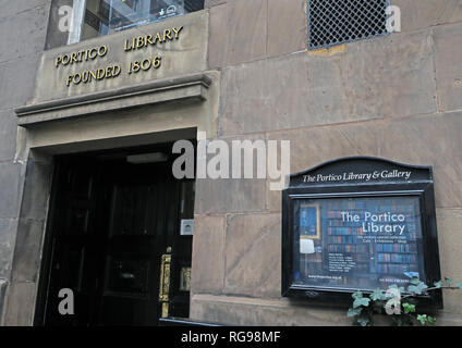 Portico Library and Art Gallery, gegründet 1806, 57 Mosley St, Manchester, England, UK, M2 3HY Stockfoto