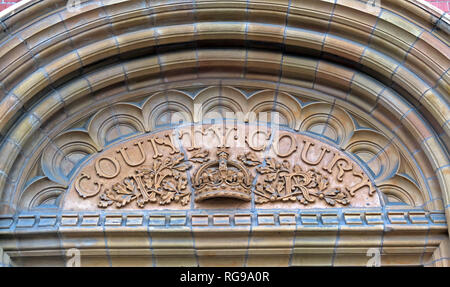 Cheshire County Court, Stonework, jetzt Teil des Pyramid Arts Centre, Warrington, Nordwestengland, Vereinigtes Königreich, Stockfoto