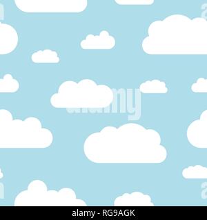 Weißen Wolken Hintergrund - nahtlose Cloud Textur vektor Illustration. Stock Vektor