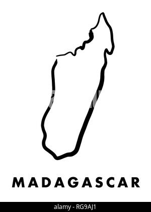 Madagaskar einfache Karte outline-glatten vereinfachte Land formen Karte Vektor. Stock Vektor