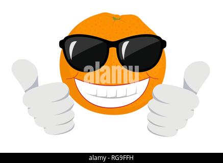 Daumen hoch orange Frucht Charakter Cartoon Stil Stock Vektor