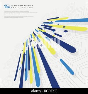 Abstrakte Darstellung der bunten futuristischen dynamische Komposition in verschiedenen farbigen Formen Linien. Mit pentagon Muster der Technologie Hintergrund. Sie Stock Vektor