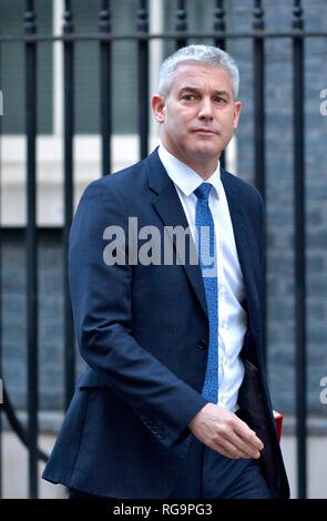 Steve Barclay MP - Staatssekretär für den Austritt aus der Europäischen Union - verlässt die Downing Street nach einer Kabinettssitzung, 22.01.2019 Stockfoto