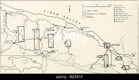 . Bulletins der amerikanischen Paläontologie. 48 Bulletin 359. Text - Abbildung I. - Karte des Cibao Tal, im Norden der Dominikanischen Republik, Anzeigen sammeln locaHties. Material für diese Studie wurde von den fünf Fluss Abschnitte rechts oben aufgeführten gesammelt und in Kästen dargestellt. Von Saunders et a/. (1986). polymorphismus über macroevolutionary Zeit (Costa et Ah, 1998). Modem Veröffentlichungen von fossilen Muscheln zunehmend haben hohe betonte hochwertige Illustrationen von beschichteten Proben (ammoruum Chlorid, Gold, Palladium, Plat-inum usw.); die Fotografie ist für große Tanks (&gt; 5 mm), Scanning Electron Micrograph verwendet Stockfoto