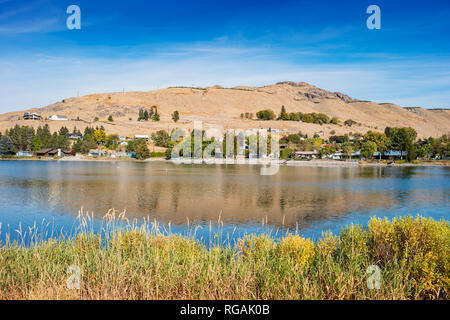 Der Gemeinde Pateros und die methow River im Staat Washington, USA. Stockfoto