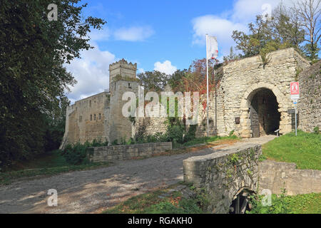 Die romanische Burganlage von der Eckartsburg Stockfoto
