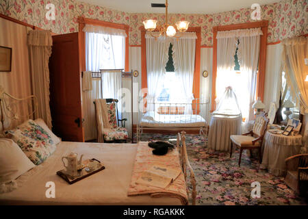 Innenansicht der Schlafzimmer in Ernest Hemingway's Geburtshaus an 339 N. Oak Park Avenue. Oak Park. Westlich von Chicago. Illinois. USA Stockfoto