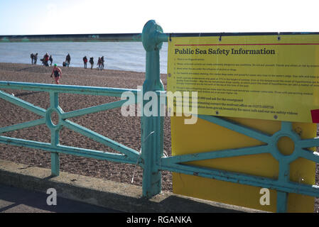 Brighton, England am 28. Januar 2019. Öffentliche Sicherheit Informationen. Stockfoto