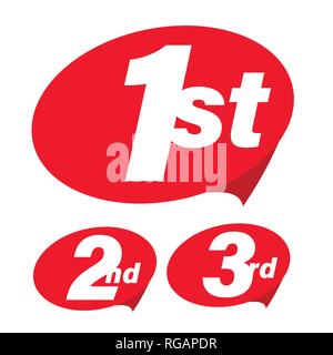 Erste zweite dritte beschriftungssatz Stock Vektor