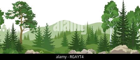 Nahtlose Landschaft mit Bäumen Stock Vektor