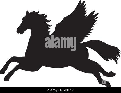 Pegasus silhouette Mythologie Symbol fantasy Märchen Stock Vektor