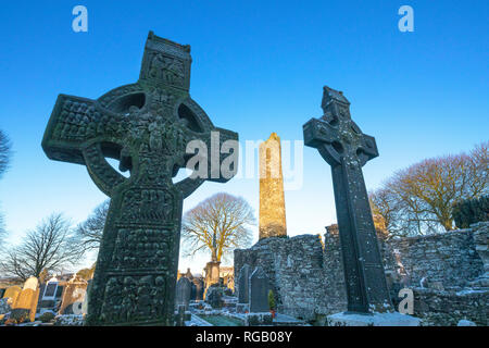 Winter Szene in Monasterboice, County Louth, Irland Stockfoto