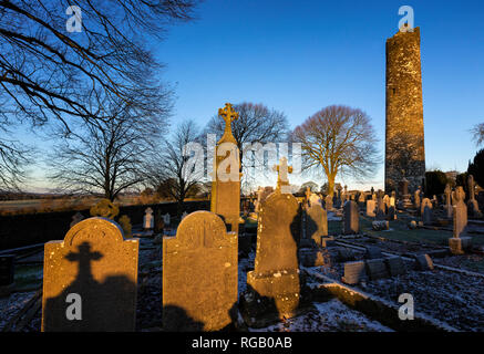 Winter Szene in Monasterboice, County Louth, Irland Stockfoto