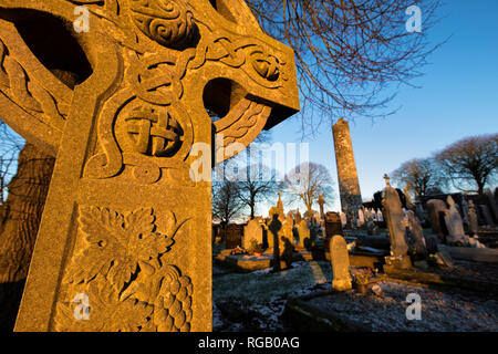 Winter Szene in Monasterboice, County Louth, Irland Stockfoto