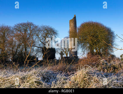 Winter Szene in Monasterboice, County Louth, Irland Stockfoto