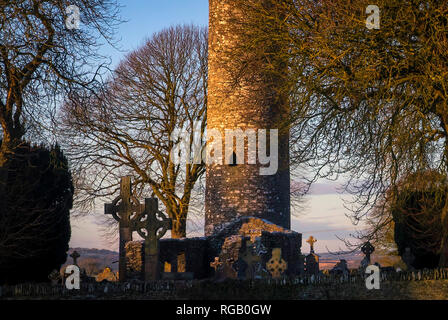 Winter Szene in Monasterboice, County Louth, Irland Stockfoto