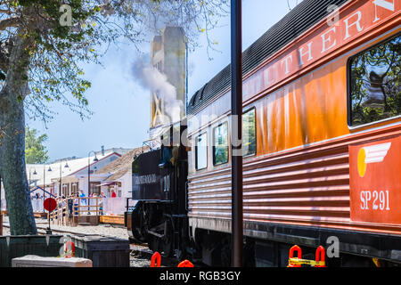 April 14, 2018 in Sacramento/CA/USA - Sacramento Southern Railroad Ausflug mit dem Zug durch die Eisenbahn Museum angeboten Stockfoto