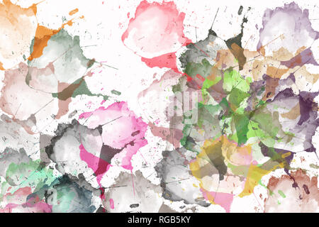 Abstract auf farbigem Papier. Farbe Flecken auf weißem Hintergrund. Stockfoto