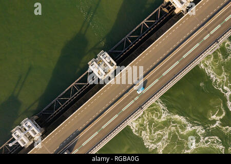 Die Deltawerke in Zeeland, Niederlande gegen Hochwasser zu schützen. Nach der Nordsee Flut von 1953 Die Deltawerke erstellt wurden. Stockfoto